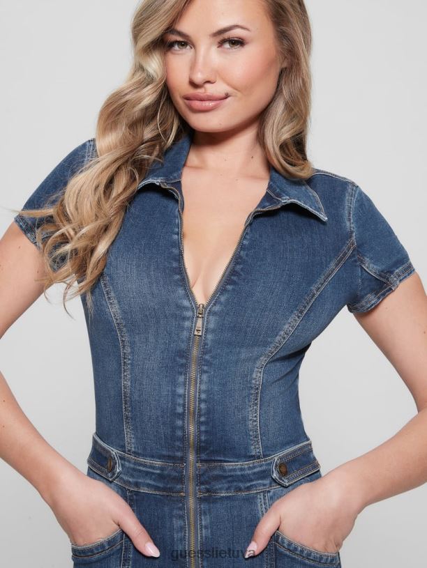 moterys GUESS 6NLN183 drabužiai mėlyna dvasia gemma džinsinis kombinezonas