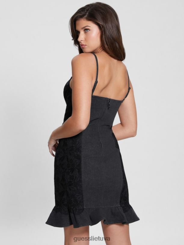 moterys GUESS 6NLN192 drabužiai autentiški nėriniai lelly nėriniuota krūtinė suknelė