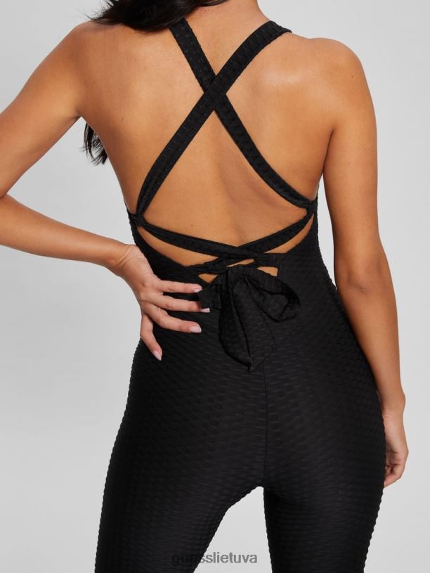 moterys GUESS 6NLN2468 drabužiai juodas eko delma aktyvus kombinezonas