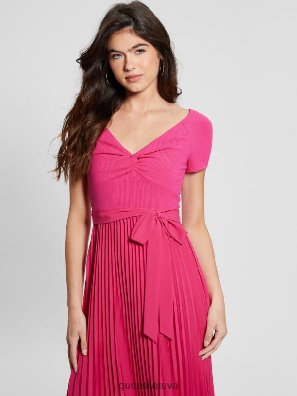 moterys GUESS 6NLN293 drabužiai pilnai žydi rožinė Eco erynn suknelė su diržu