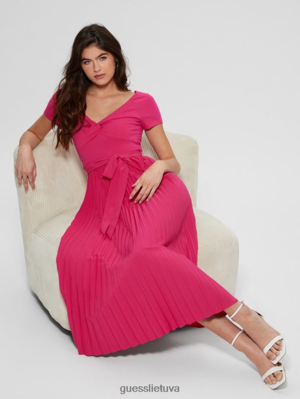 moterys GUESS 6NLN293 drabužiai pilnai žydi rožinė Eco erynn suknelė su diržu