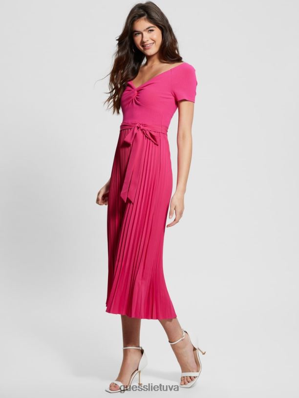 moterys GUESS 6NLN293 drabužiai pilnai žydi rožinė Eco erynn suknelė su diržu