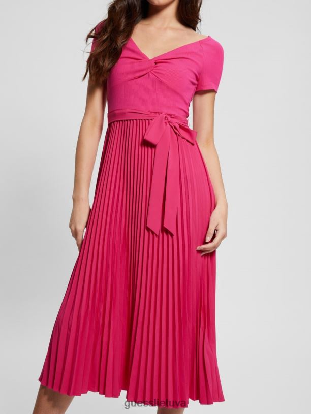 moterys GUESS 6NLN293 drabužiai pilnai žydi rožinė Eco erynn suknelė su diržu