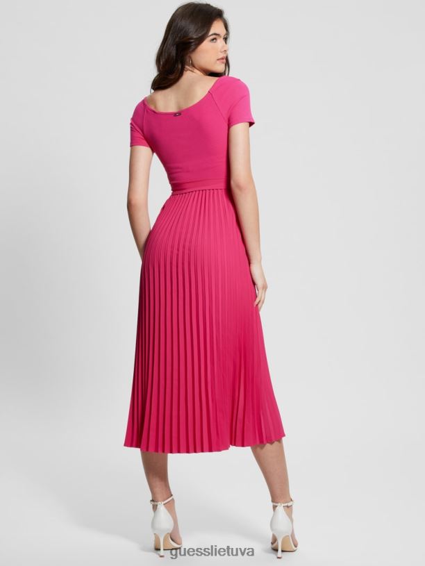 moterys GUESS 6NLN293 drabužiai pilnai žydi rožinė Eco erynn suknelė su diržu