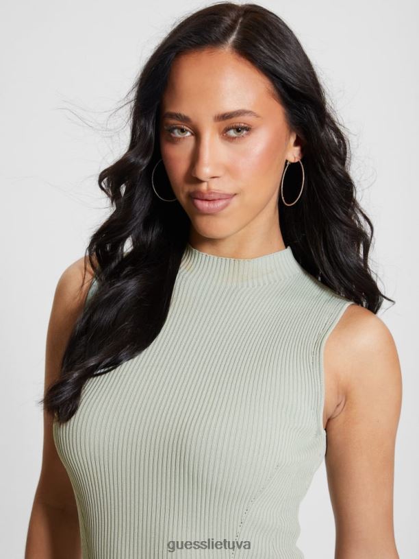 moterys GUESS 6NLN311 drabužiai dulkėtas papartis Audrey tinkanti ir platėjanti suknelė