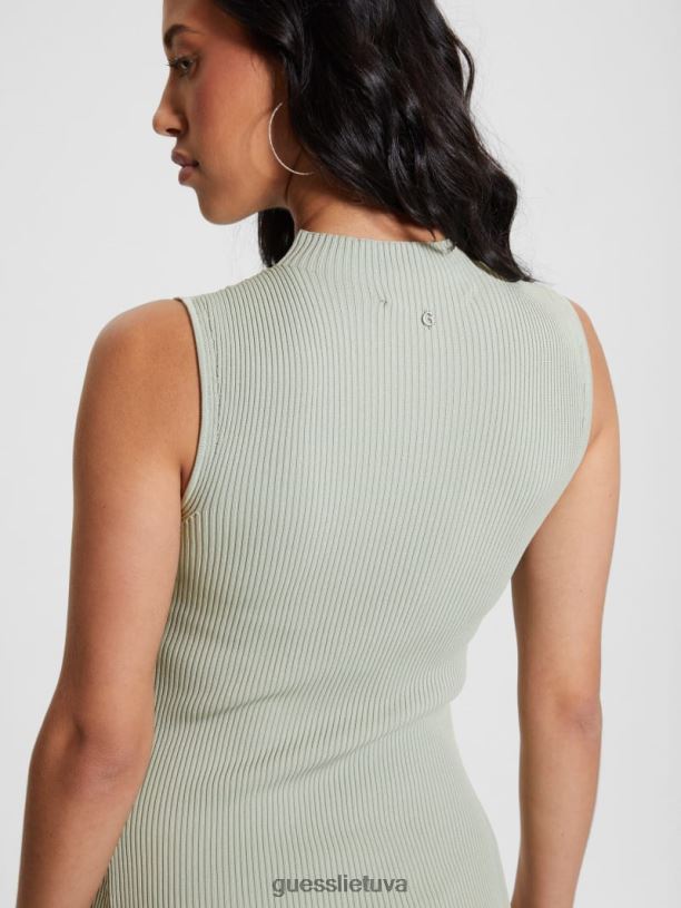 moterys GUESS 6NLN311 drabužiai dulkėtas papartis Audrey tinkanti ir platėjanti suknelė