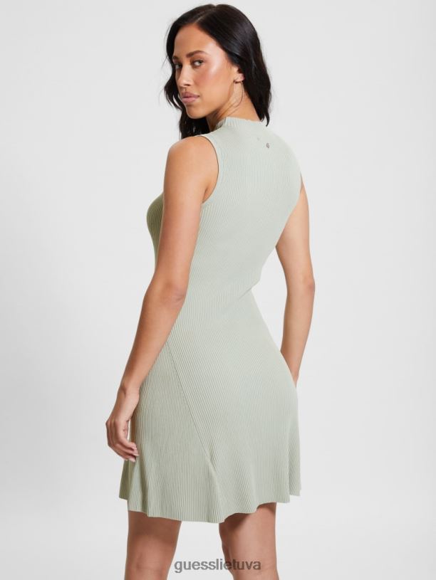 moterys GUESS 6NLN311 drabužiai dulkėtas papartis Audrey tinkanti ir platėjanti suknelė