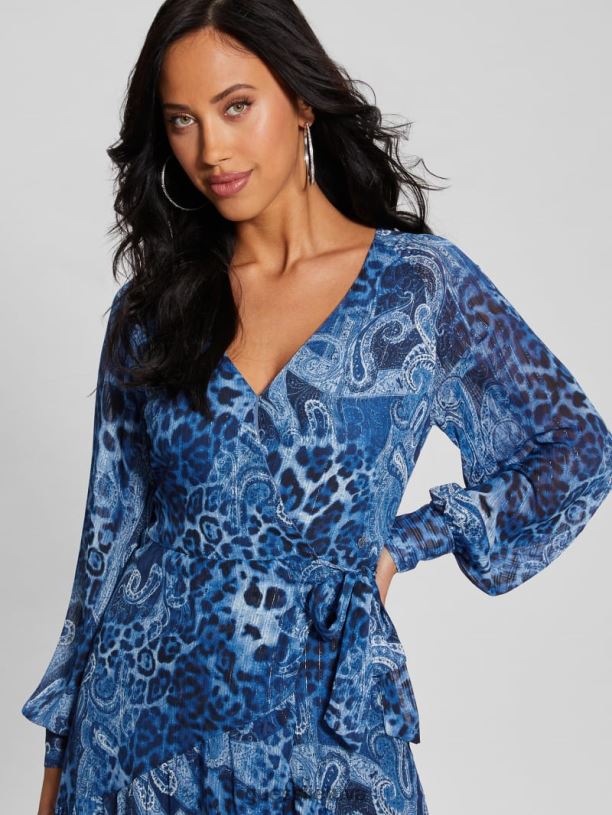 moterys GUESS 6NLN314 drabužiai Šiaurės jūros kašmyras eko nuovo bahia wrap maxi suknelė