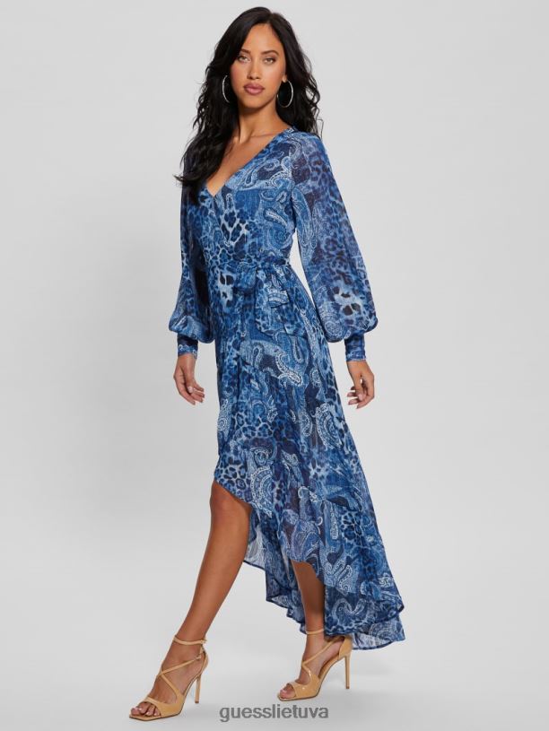 moterys GUESS 6NLN314 drabužiai Šiaurės jūros kašmyras eko nuovo bahia wrap maxi suknelė