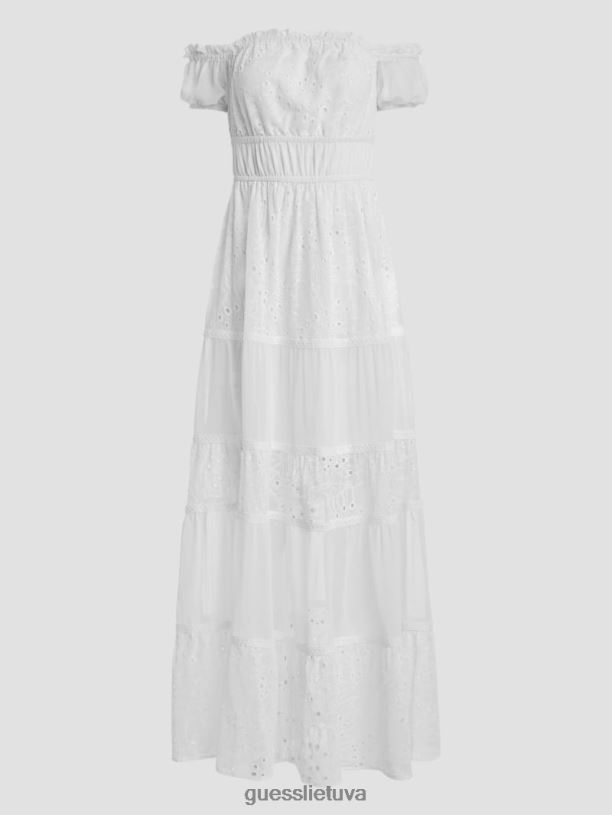 moterys GUESS 6NLN332 drabužiai visiškai baltas Eco Zena maxi suknelė