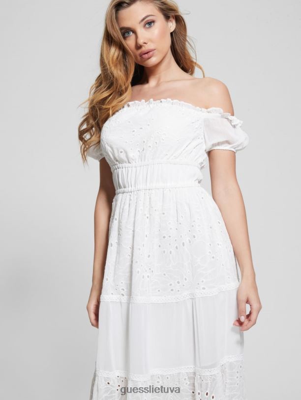moterys GUESS 6NLN332 drabužiai visiškai baltas Eco Zena maxi suknelė