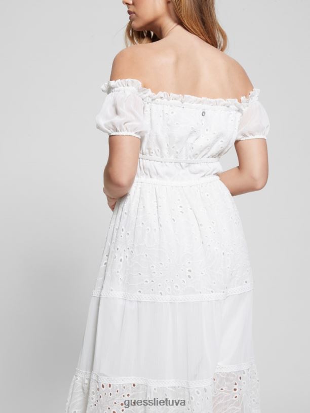 moterys GUESS 6NLN332 drabužiai visiškai baltas Eco Zena maxi suknelė