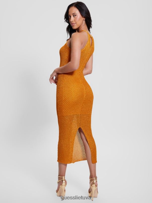 moterys GUESS 6NLN334 drabužiai rudens žydėjimas multi alexie lurex halter maxi suknelė