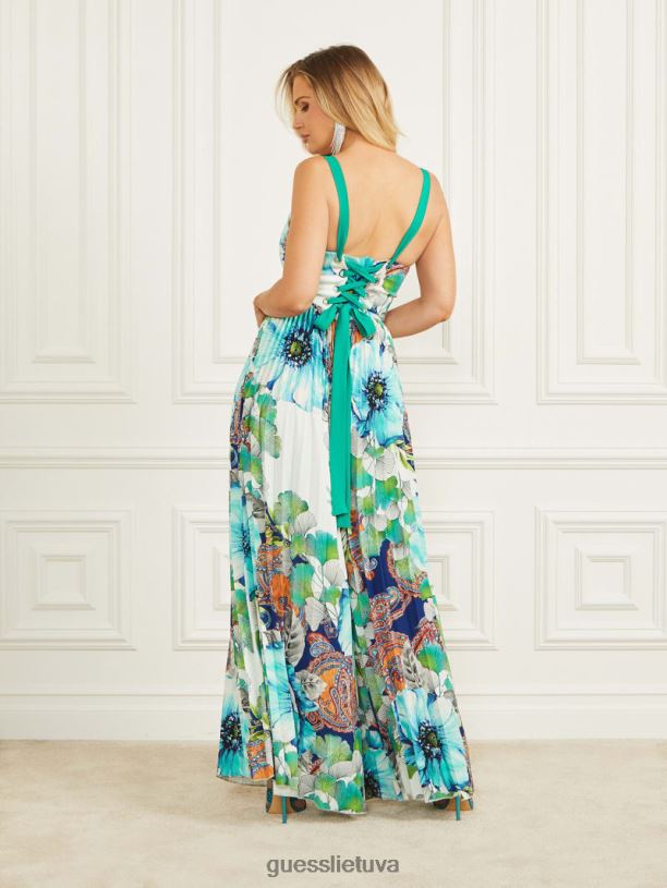 moterys GUESS 6NLN336 drabužiai laimės žavesio spaudinys laimės žavesio klostuotas kombinezonas