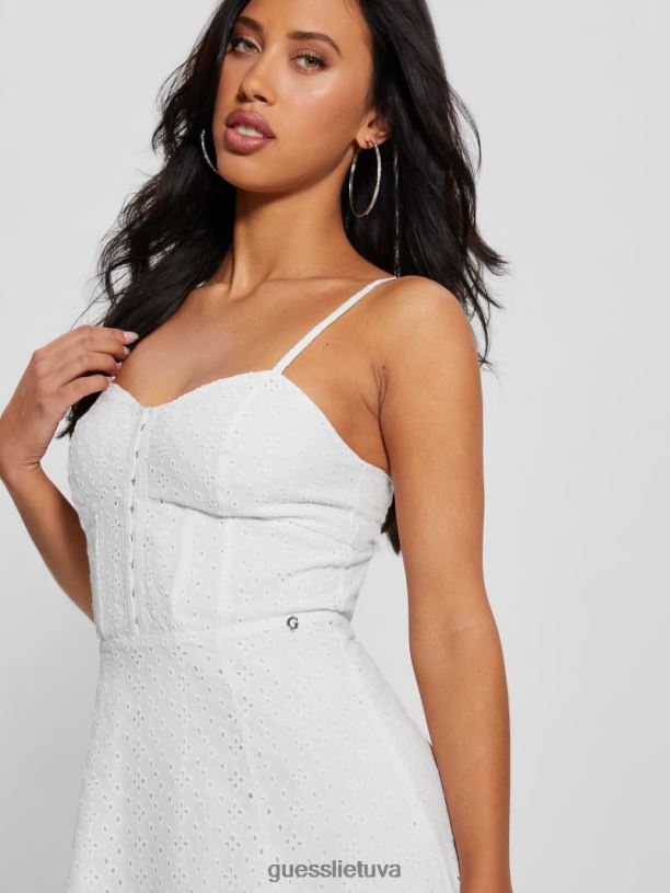moterys GUESS 6NLN352 drabužiai visiškai baltas suknele su akutine lena