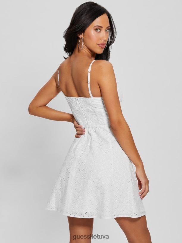 moterys GUESS 6NLN352 drabužiai visiškai baltas suknele su akutine lena