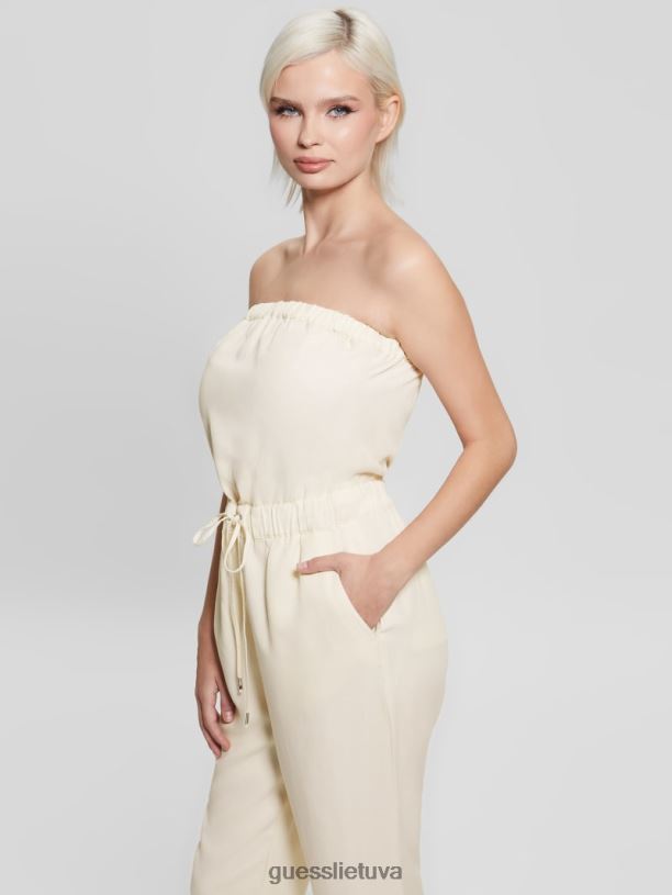 moterys GUESS 6NLN372 drabužiai kreminė balta multi nefrito kombinezonas