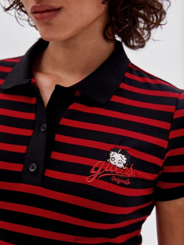 moterys GUESS 6NLN389 drabužiai juodas multi originali x betty boop polo suknelė