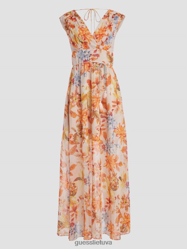 moterys GUESS 6NLN401 drabužiai saulėlydžio sodas eko gilda šifono maxi suknelė