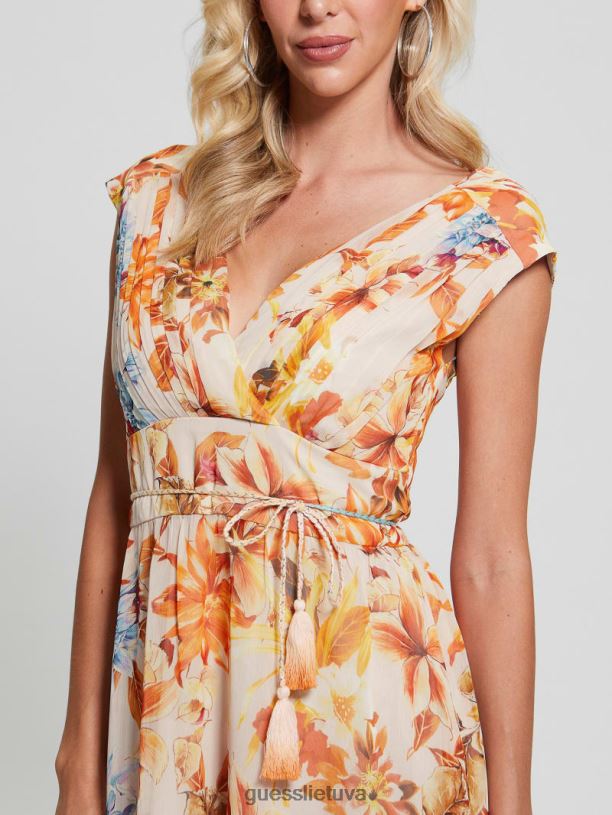 moterys GUESS 6NLN401 drabužiai saulėlydžio sodas eko gilda šifono maxi suknelė