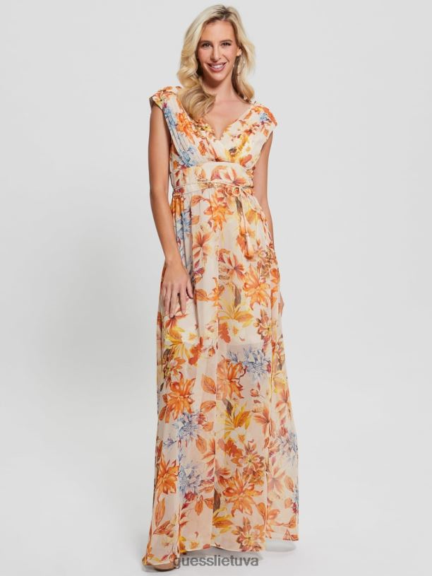 moterys GUESS 6NLN401 drabužiai saulėlydžio sodas eko gilda šifono maxi suknelė