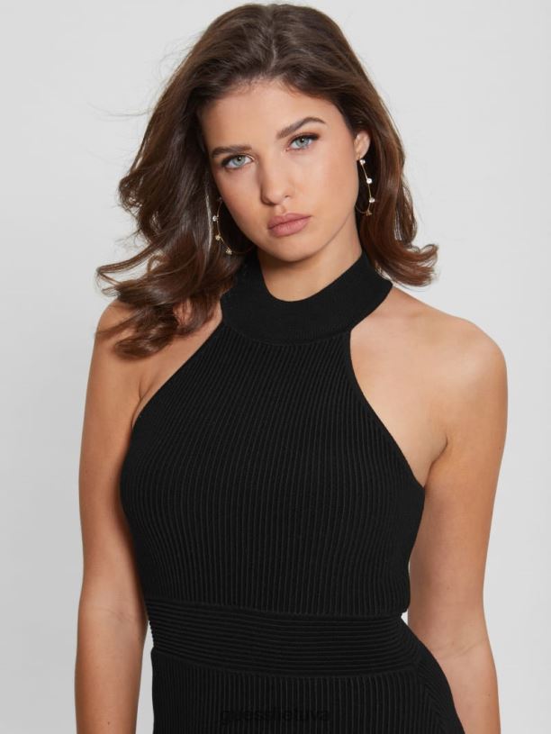 moterys GUESS 6NLN404 drabužiai juodas ekologinė janice suknelė