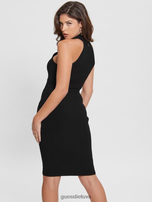 moterys GUESS 6NLN404 drabužiai juodas ekologinė janice suknelė