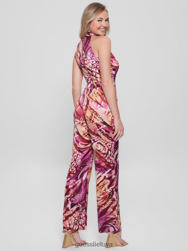 moterys GUESS 6NLN434 drabužiai spalvingas gyvuliškesnis eko rožėmis margintas kombinezonas