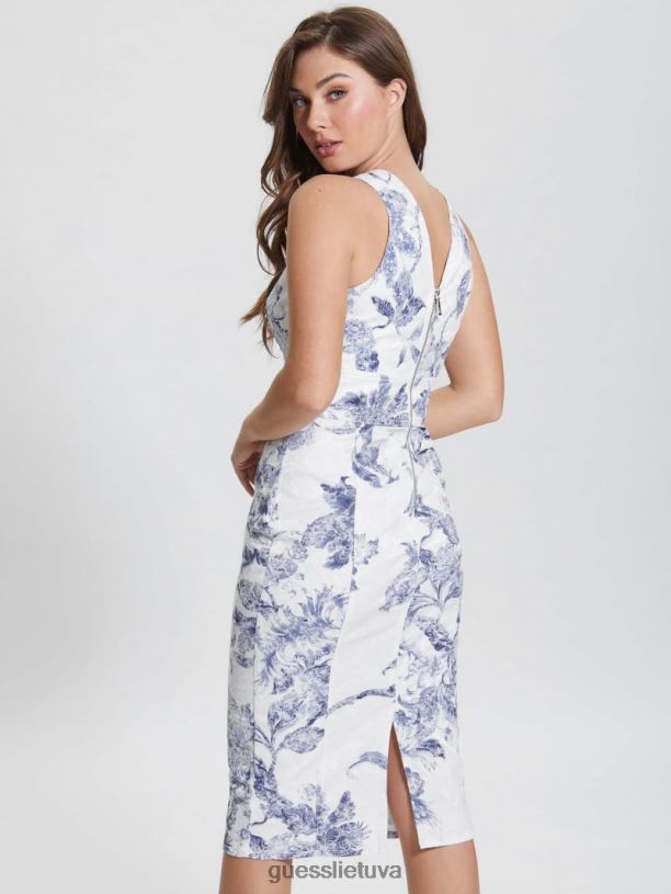 moterys GUESS 6NLN456 drabužiai porcelianinė gėlė Isabella gėlėta suknelė