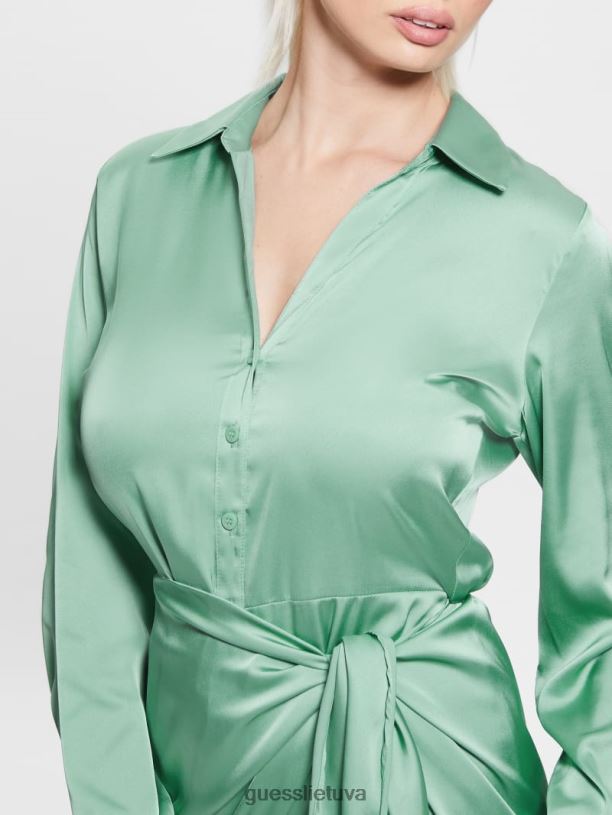 moterys GUESS 6NLN459 drabužiai gyvybiškai svarbi žalia Eco alya suknelė