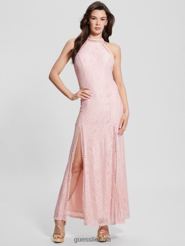 moterys GUESS 6NLN468 drabužiai blush breeze multi saulėlydžio nėrinių maxi suknelė