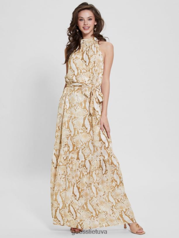 moterys GUESS 6NLN477 drabužiai siaučianti gyvatė Katia Halter maxi suknelė