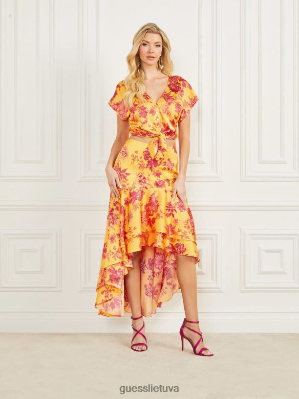 moterys GUESS 6NLN529 drabužiai edeno atspaudas emaya midi suknelė