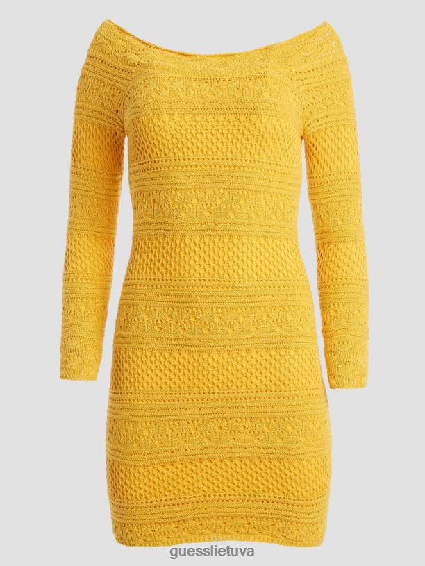 moterys GUESS 6NLN550 drabužiai laguna geltona eco amelie nerta suknele