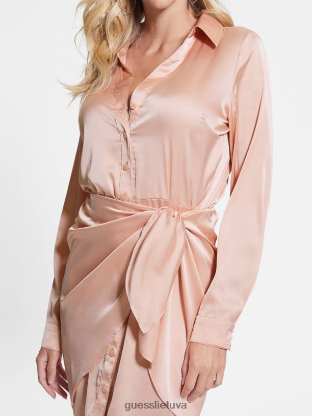 moterys GUESS 6NLN555 drabužiai miltelių rožė Eco alya suknelė