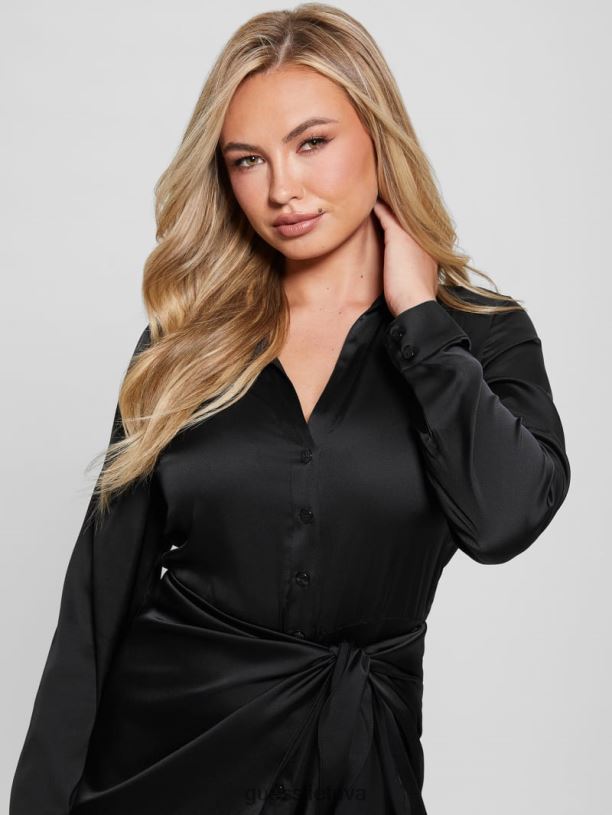 moterys GUESS 6NLN565 drabužiai juodas Eco alya suknelė