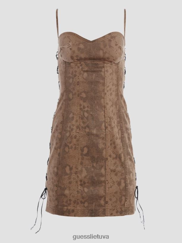 moterys GUESS 6NLN567 drabužiai ruda gyvatė rio suknele