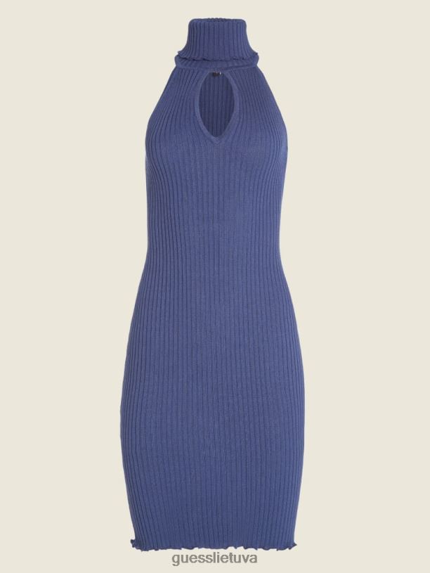 moterys GUESS 6NLN603 drabužiai slapta mėlyna asani megzta suknele