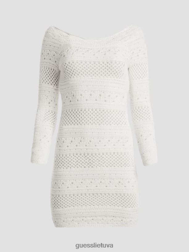 moterys GUESS 6NLN606 drabužiai visiškai baltas eco amelie nerta suknele