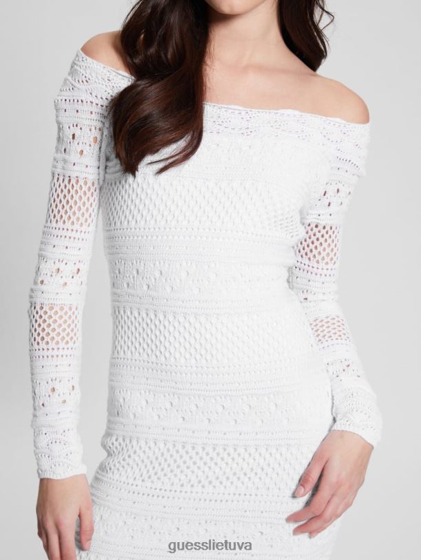 moterys GUESS 6NLN606 drabužiai visiškai baltas eco amelie nerta suknele