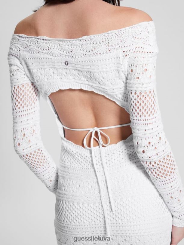 moterys GUESS 6NLN606 drabužiai visiškai baltas eco amelie nerta suknele