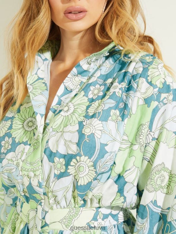 moterys GUESS 6NLN611 drabužiai Insta floros spausdinimas Eco amiah romper