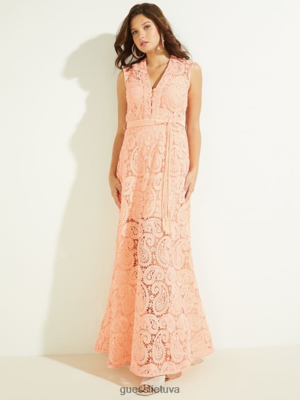 moterys GUESS 6NLN637 drabužiai persikų kremas kreta suknele