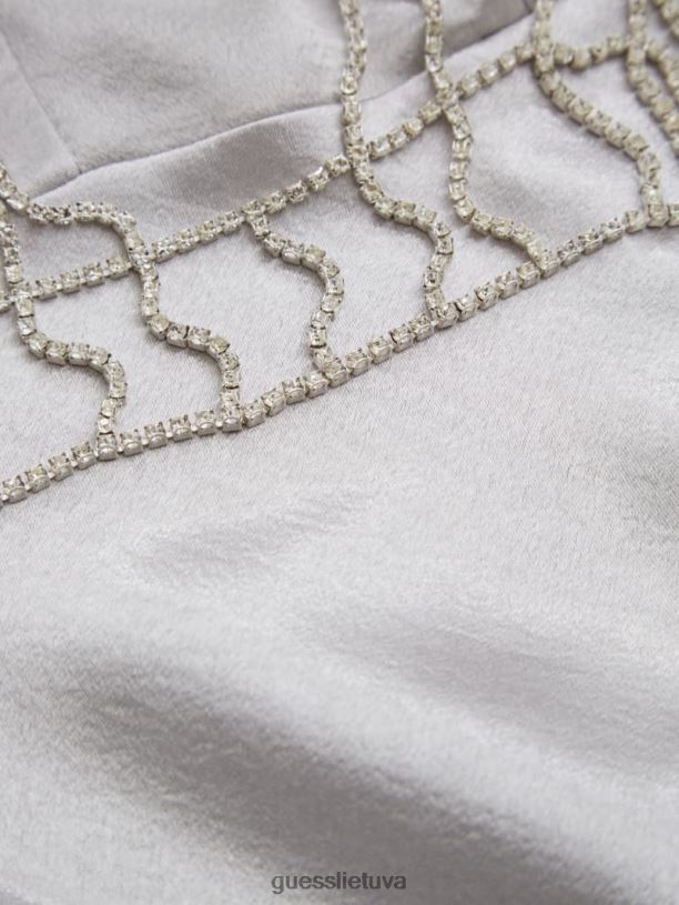 moterys GUESS 6NLN643 drabužiai šilko pilka ekologinė edrea suknelė