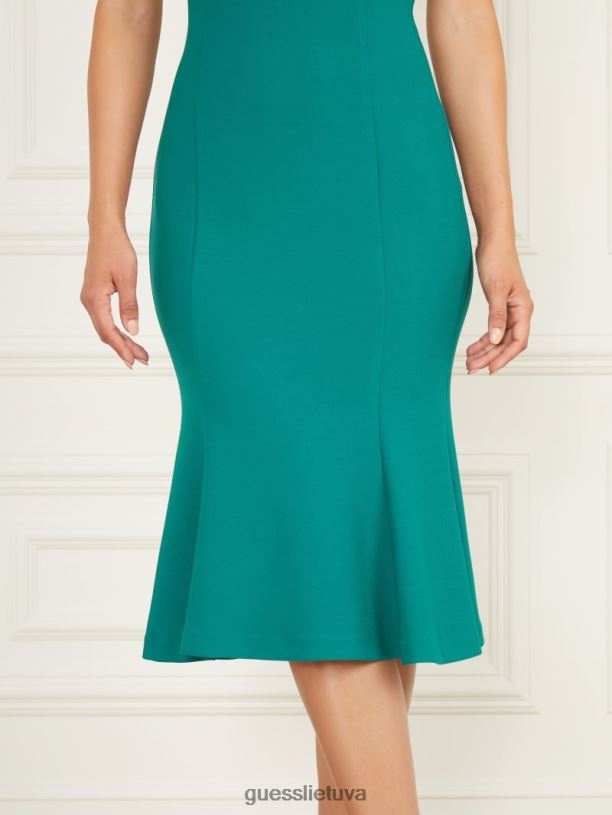 moterys GUESS 6NLN677 drabužiai puošni žalsvai melsva fentono suknelė
