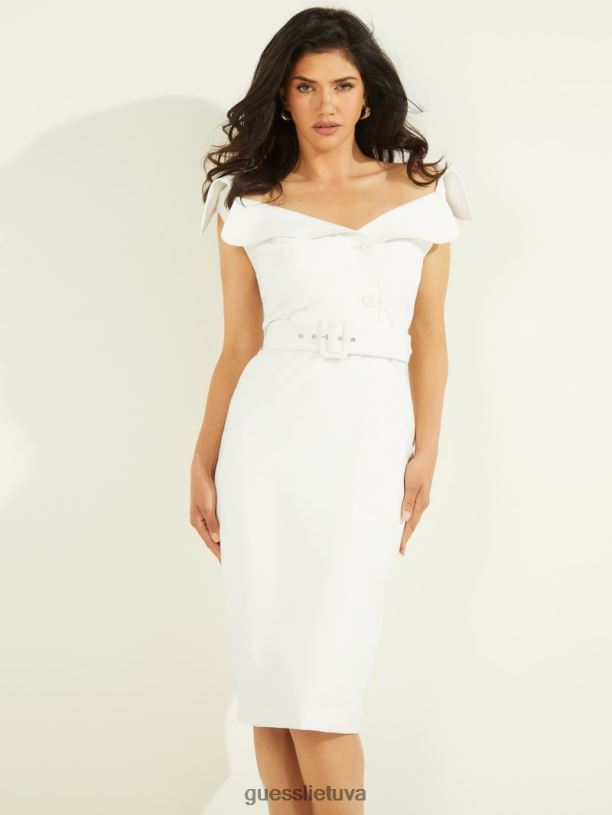 moterys GUESS 6NLN682 drabužiai blyškus perlas Audrey portretinė suknelė su kaklu