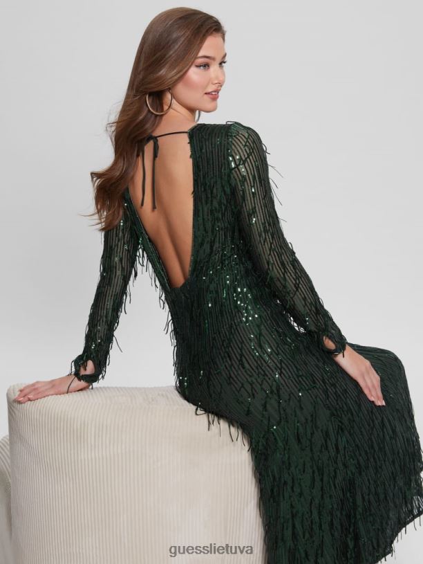 moterys GUESS 6NLN688 drabužiai samanų kilimėlis multi elodie suknele su blizgučiais kutais