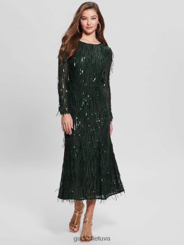 moterys GUESS 6NLN688 drabužiai samanų kilimėlis multi elodie suknele su blizgučiais kutais