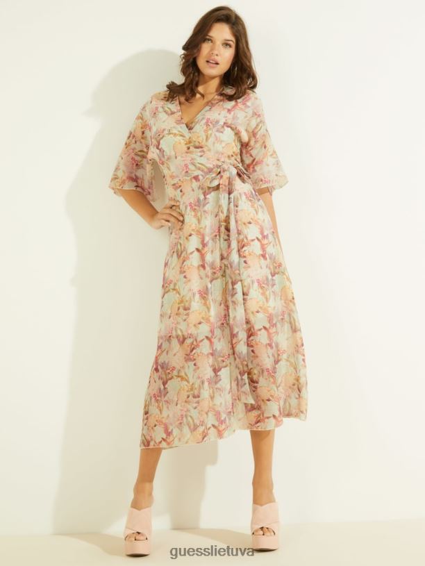 moterys GUESS 6NLN704 drabužiai miraflores printas damienne suknele