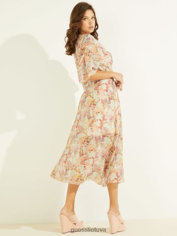 moterys GUESS 6NLN704 drabužiai miraflores printas damienne suknele